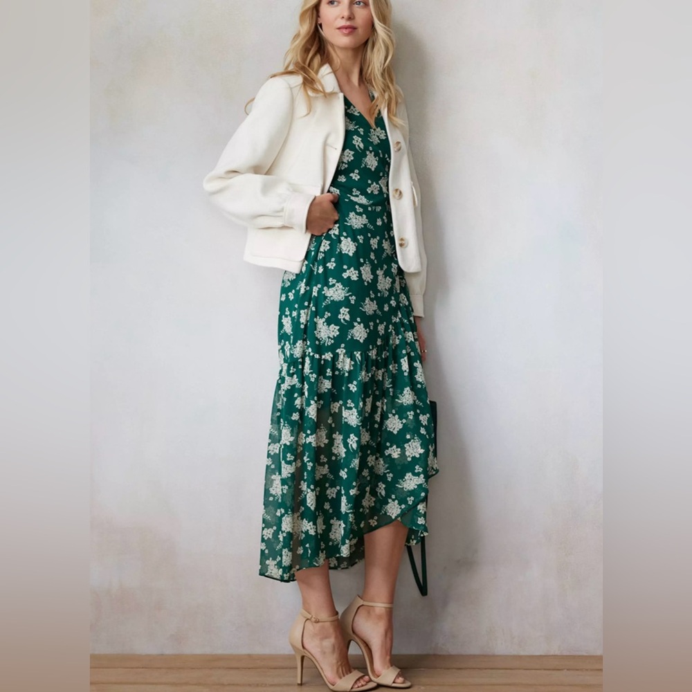 LC Lauren Conrad Green Floral Dress